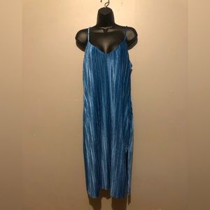 Banana Republic Blue Strappy Ribbed Velvet Slip Dress